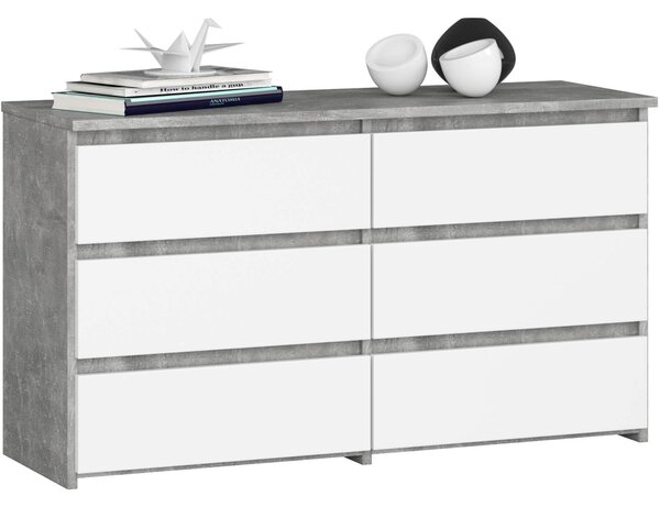 Ak furniture Komoda CL 100 cm 6 zásuviek betón/biela