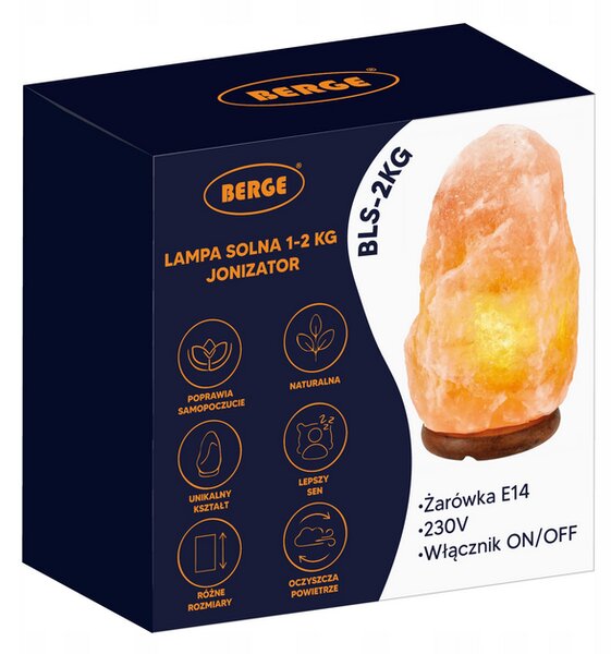 BERGE Soľná lampa 1-2kg - Ionizátor / nočná lampa