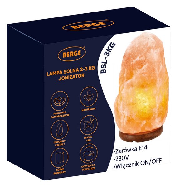 BERGE Soľná lampa 2-3kg - Ionizátor / nočná lampa