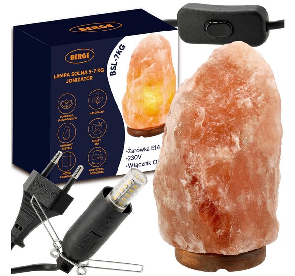BERGE Soľná lampa 5-7kg - Ionizátor / nočná lampa