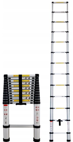 CROWNMAN Teleskopický rebrík, 13 stupňov, HLINÍK, skladací, 3,8m