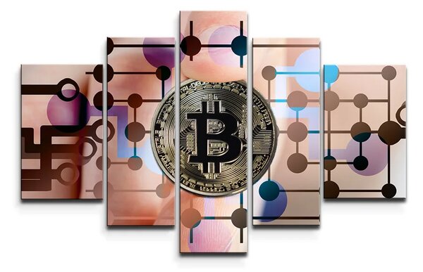 Sablio Obraz - 5-dílný Bitcoin - 125x90 cm