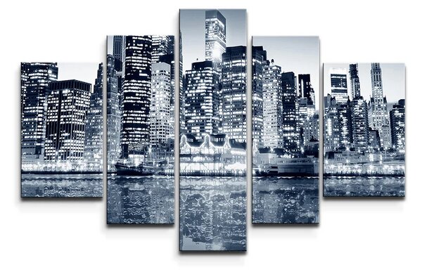 Sablio Obraz - 5-dílný Nočný New York - 125x90 cm