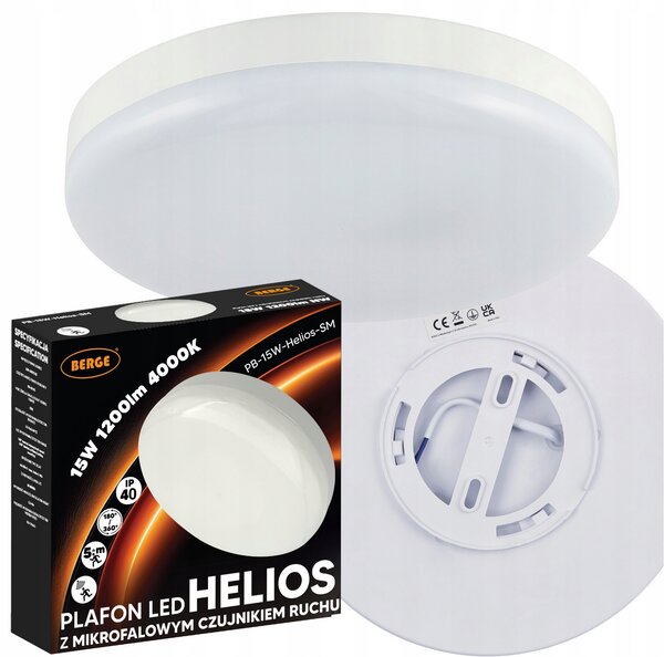 BERGE LED stropné svietidlo s pohybovým senzorom 15W - IP40 - neutrálna farba