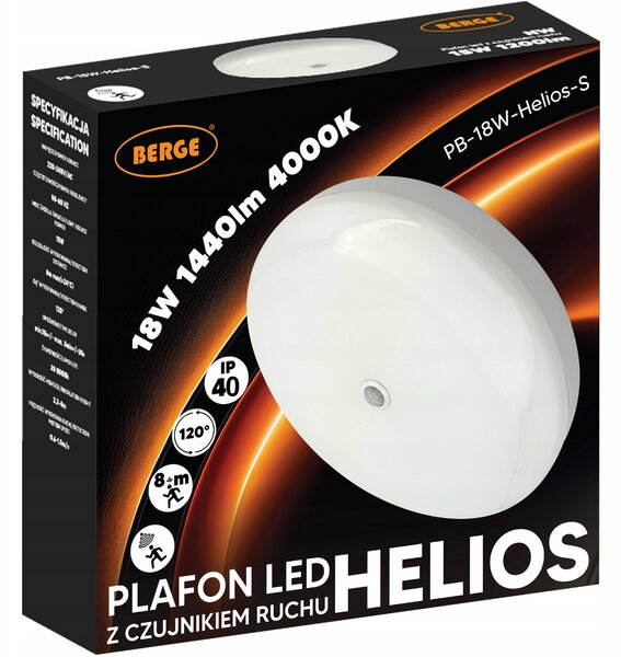 BERGE LED stropné svietidlo s pohybovým senzorom 18W - IP40 - neutrálna farba