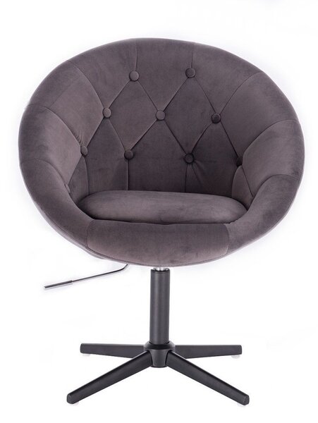 LuxuryForm DESIGN Kreslo VERA VELUR na čiernom kríži - tmavo šedé