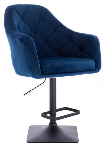 LuxuryForm Barová stolička ANDORA VELUR na čierne podstave - modrá