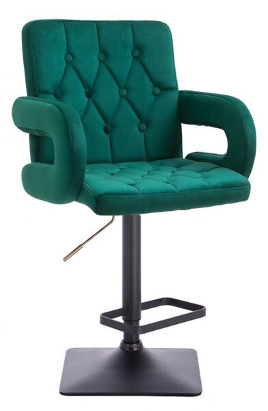 LuxuryForm DESIGN Barová stolička BOSTON VELUR na čiernej hranatej podstave - zelená