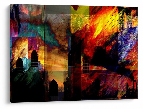 Obraz - Farebná abstrakcia mesta (70x50 cm)
