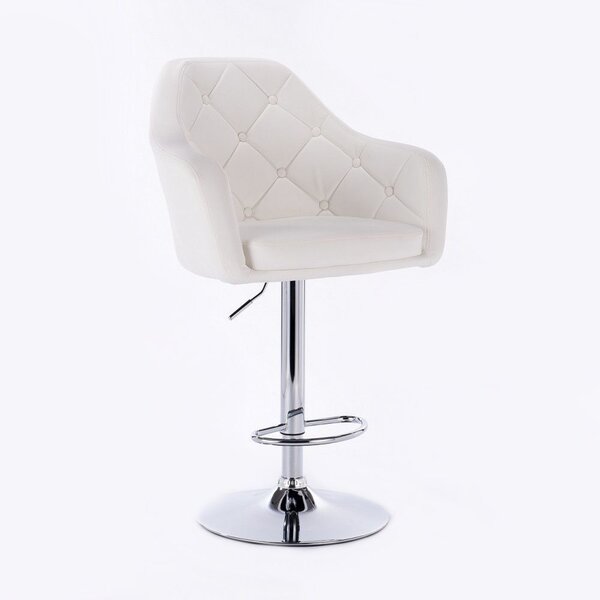 LuxuryForm Barová stolička ANDORA na striebornom tanieri - biela