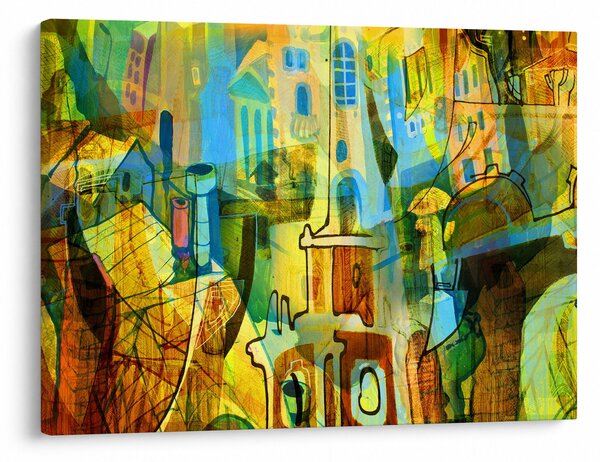 Obraz - Architektúra, kubistická abstrakcia (70x50 cm)