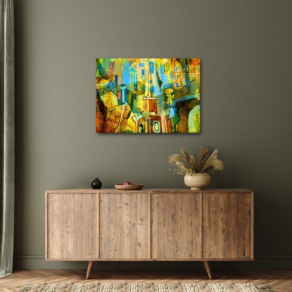 Obraz - Architektúra, kubistická abstrakcia (70x50 cm)