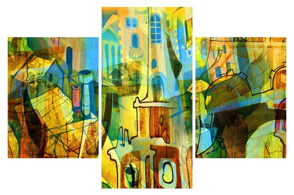 Obraz - Architektúra, kubistická abstrakcia (90x60 cm)