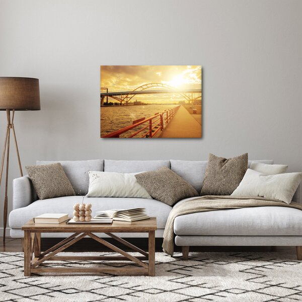 Obraz mosta pri západe slnka (70x50 cm)