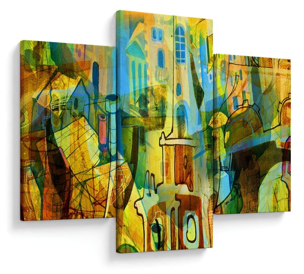 Obraz - Architektúra, kubistická abstrakcia (90x60 cm)