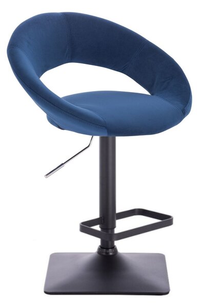 LuxuryForm Barová stolička NAPOLI VELUR na čierne podstave - modrá