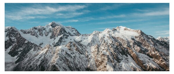 Obraz zasnežených vrcholkov, Fiordland (120x50 cm)