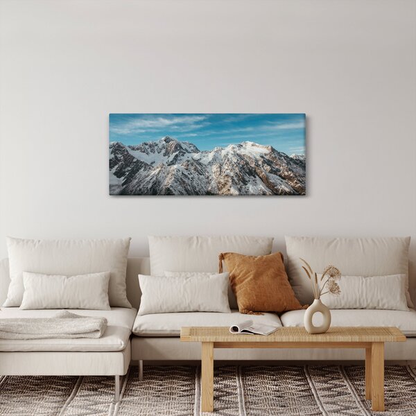 Obraz zasnežených vrcholkov, Fiordland (120x50 cm)