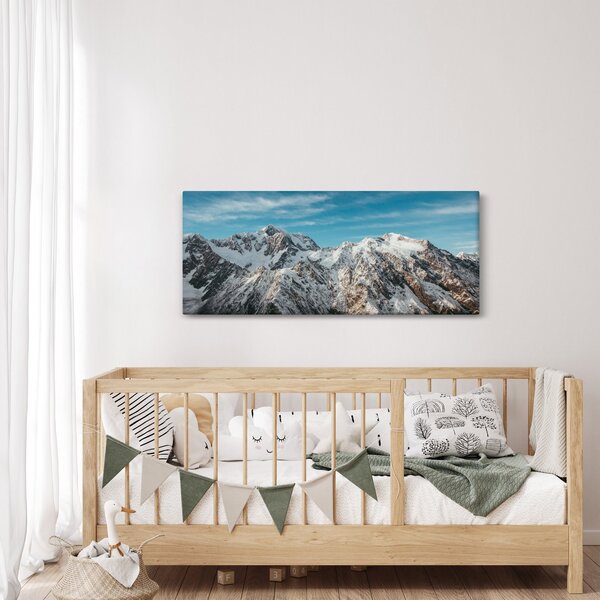 Obraz zasnežených vrcholkov, Fiordland (120x50 cm)