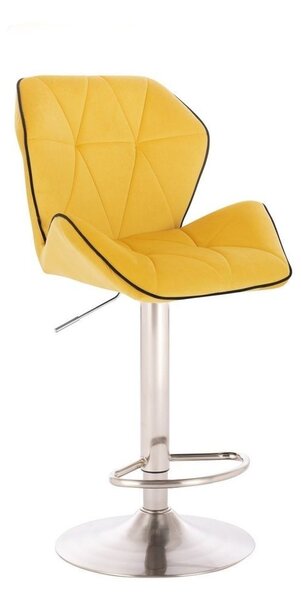 LuxuryForm Barová stolička MILANO MAX VELUR na striebornom tanieri - žltá