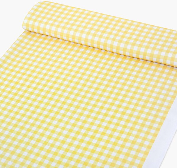 Goldea teflónová látka na obrusy - žlté kocky 160 cm