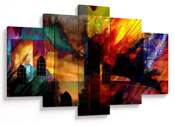 Obraz - Farebná abstrakcia mesta (150x105 cm)