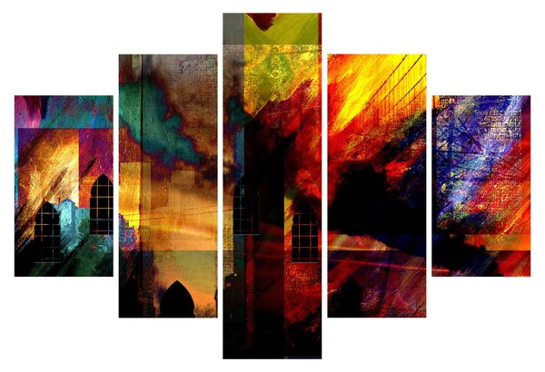Obraz - Farebná abstrakcia mesta (150x105 cm)