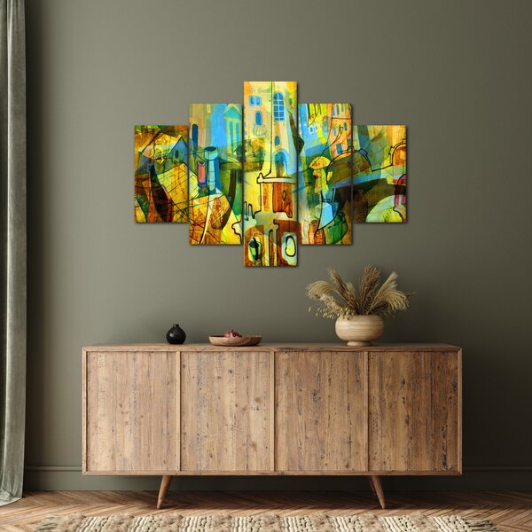Obraz - Architektúra, kubistická abstrakcia (150x105 cm)