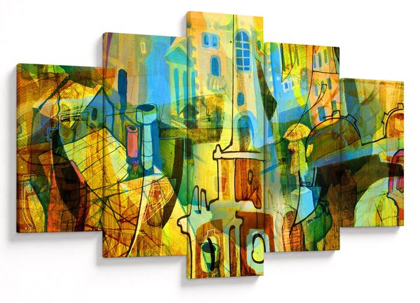 Obraz - Architektúra, kubistická abstrakcia (150x105 cm)
