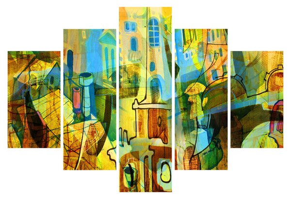 Obraz - Architektúra, kubistická abstrakcia (150x105 cm)