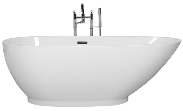 Voľne stojaca vaňa biela sanitárny akrylát 173 x 82 cm pre jednu osobu oválny moderný dizajn
