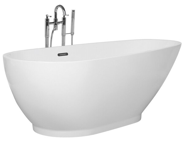 Voľne stojaca vaňa biela sanitárny akrylát 173 x 82 cm pre jednu osobu oválny moderný dizajn