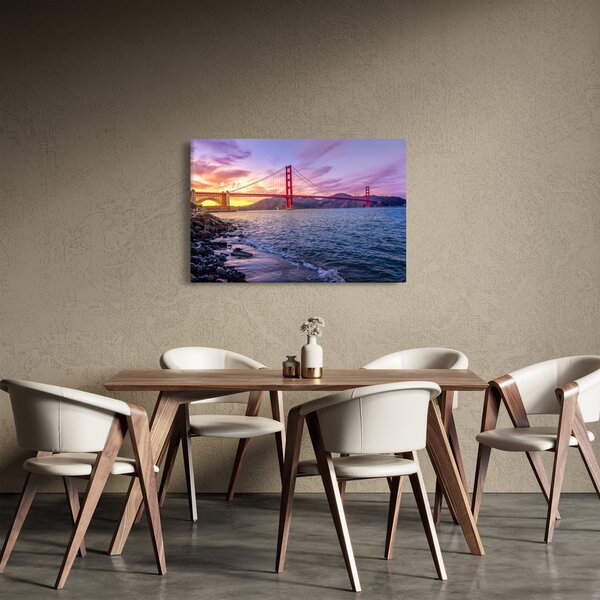 Obraz mosta pri západe slnka (90x60 cm)
