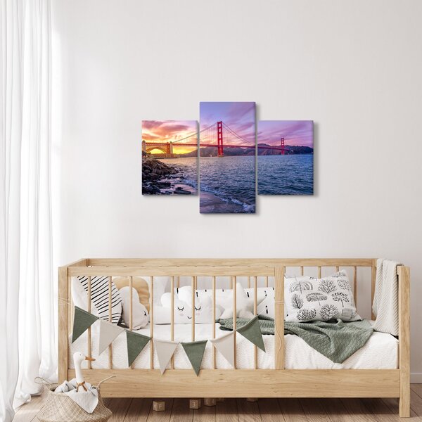 Obraz mosta pri západe slnka (90x60 cm)