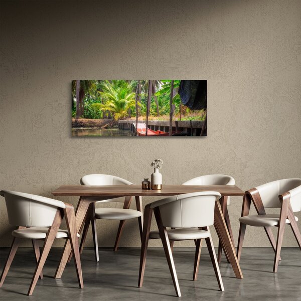 Obraz - Drevená loď na kanáli, Thajsko (120x50 cm)
