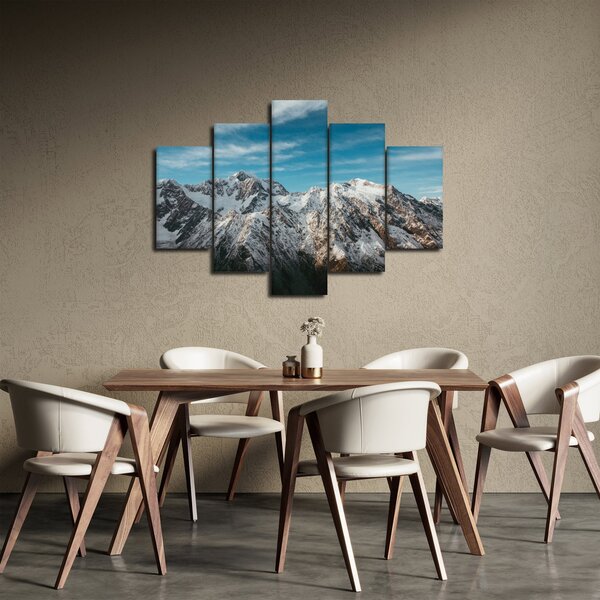 Obraz zasnežených vrcholkov, Fiordland (150x105 cm)