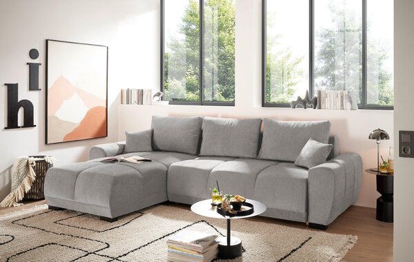 ROZKLADACIA ROHOVÁ SEDAČKA, textil, strieborná Livetastic - Online Only obývacie izby, Online Only