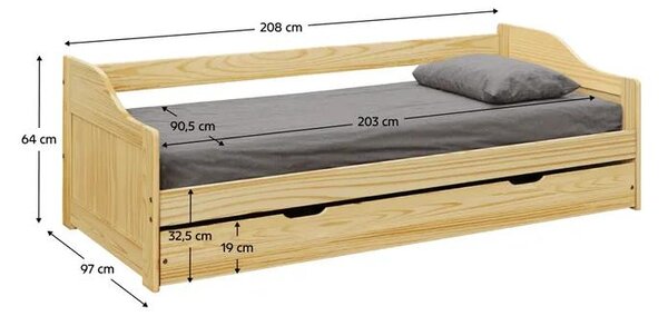 NovýNábytok.sk Jednolôžková posteľ 90x200 cm Lusid (prírodná). Vlastná spoľahlivá doprava až k Vám domov. 1040257
