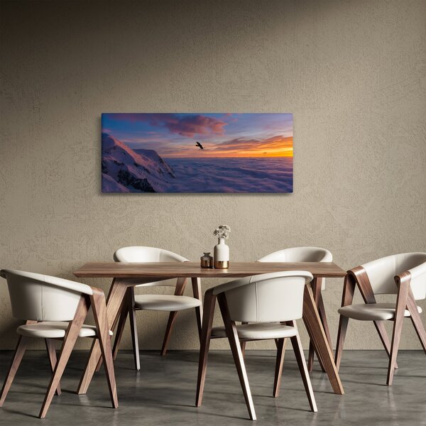 Obraz pri západe slnka, Mt. blanc (120x50 cm)