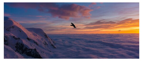 Obraz pri západe slnka, Mt. blanc (120x50 cm)