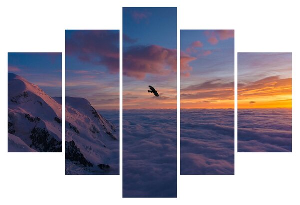 Obraz pri západe slnka, Mt. blanc (150x105 cm)