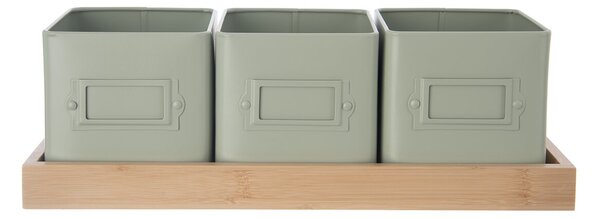 Kvetináč bylinky GREENISH 11,5x11,5 cm 3 ks+podtácok