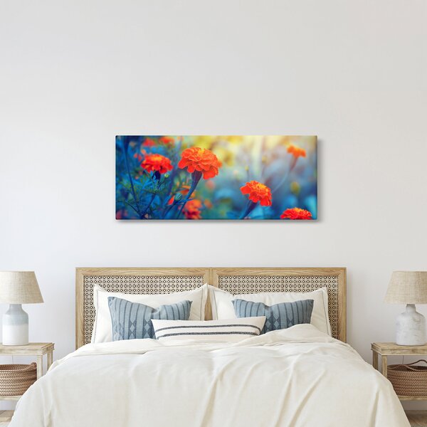 Obraz - Oranžové kvety (120x50 cm)