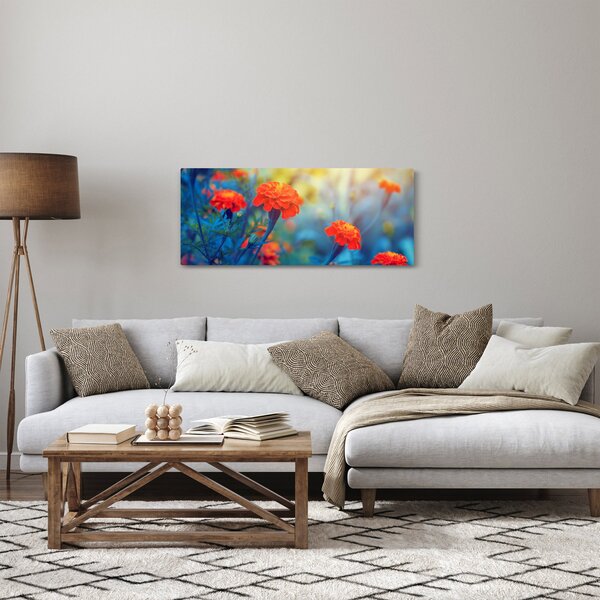 Obraz - Oranžové kvety (120x50 cm)