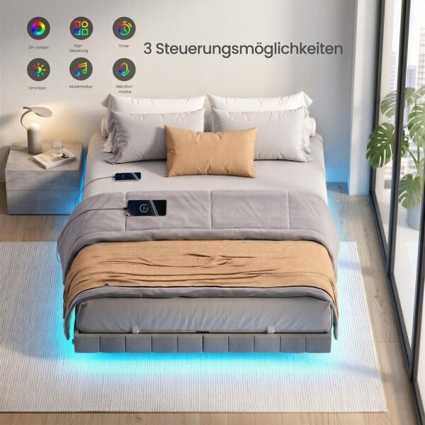 Manželská posteľ s LED podsvietením 140x200cm RMBB35164G101