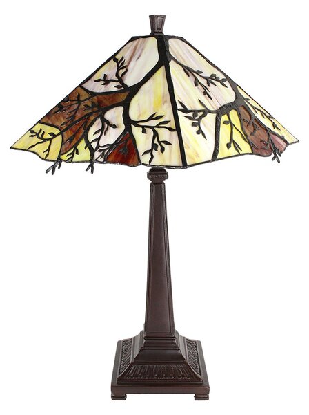 Hranatá stolná lampa Tiffany s vetvami stromu Tree - Ø 36*57 cm E27/max 2*60W - Clayre & Eef