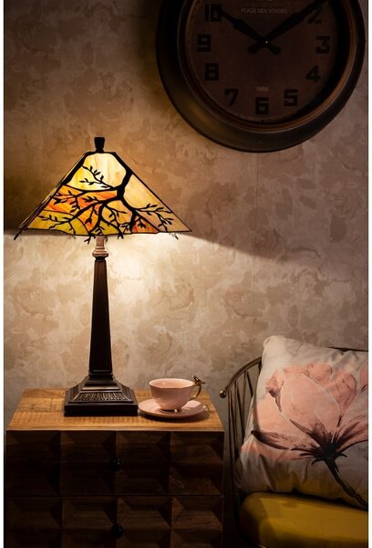 Hranatá stolná lampa Tiffany s vetvami stromu Tree - Ø 36*57 cm E27/max 2*60W - Clayre & Eef