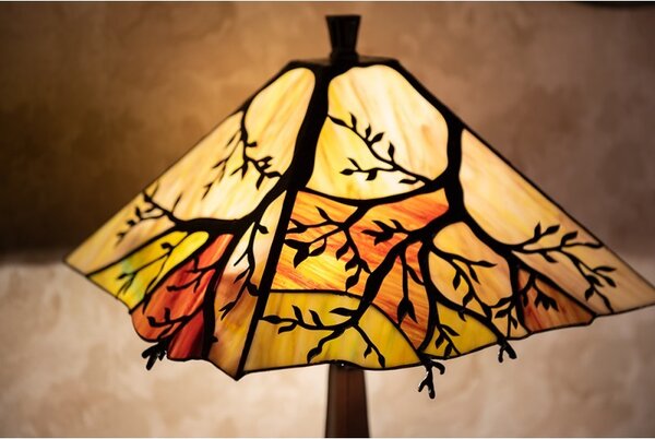 Hranatá stolná lampa Tiffany s vetvami stromu Tree - Ø 36*57 cm E27/max 2*60W - Clayre & Eef