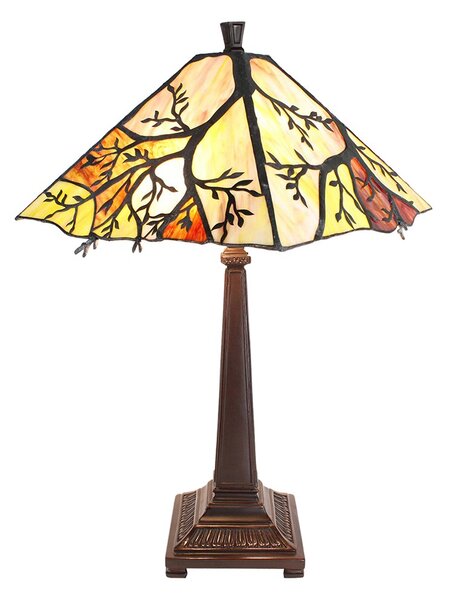 Hranatá stolná lampa Tiffany s vetvami stromu Tree - Ø 36*57 cm E27/max 2*60W - Clayre & Eef