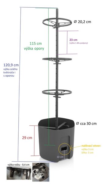 Gardenico Pestovateľská nádoba na paradajky antracit, pr. 29 cm